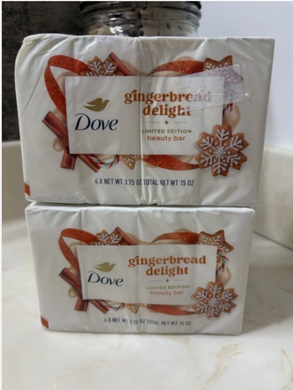 DOVE Limited Edition Holiday Treat Bar Soap GINGERBREAD DELIGHT 3.75oz x 8 BARS